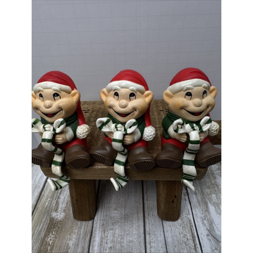 3 Vintage RALPH ELF Stocking Holders  (1986 Nationwide NFR) Shelf Sitters 4.5"